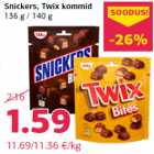 Snickers, Twix kommid