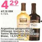 Alkohol - Argentiina lauavein Michel Torino Malbec või Sauvignon Blanc