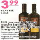 Alkohol - Tšilli lauavein Espritu De Chile Carmenere või Cabernet Sauvignon