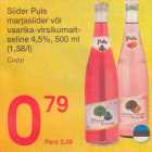 Allahindlus - Siider Puls
marjasiider või
vaarika-virsikumaitseline
4,5%, 500 ml