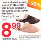 Lambavillased sussid, suurus 41/42-45/46, värv pruuni-ruuduline või suurus 35/36-39/40, värv beež
