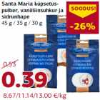 Santa Maria küpsetuspulber,
vanilliinsuhkur ja
sidrunhape