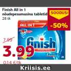 Allahindlus - Finish All in 1
nõudepesumasina tabletid
28 tk