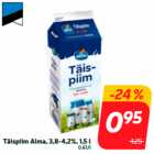 Молоко цельное Alma, 3,8-4,2%, 1,5 л