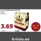 Пиво A. Le Coq Alexander
5,2%
6 х 0,5 л
