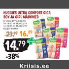 Allahindlus - HUGGIES ULTRA COMFORT GIGA
BOY JA GIRL MÄHKMED