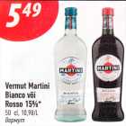 Vermut Martini
Bianco või
Rosso 15%*
50 cl, 10,98/L