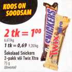 Allahindlus - Šokolaad Snickers
2-pakk või Twix Xtra
75 g