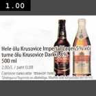 Hele õlu Krusovice Imperial Lager 5% või tume õlu Krusovice Dark 3,8% 500ml
500 ml