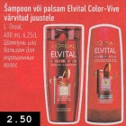 Allahindlus - Šampoon või palsam Elvital Color-Vive
värvitud juustele