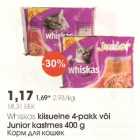 Whiskas kiisueine 4-pakk või Junior kastmes