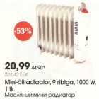 Mini-õliradiaator, 9 ribiga 1000W