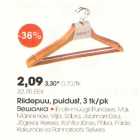 Riidepuu puidust 3 tk/pk