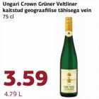Ungari Crown Grüner Veltliner kaitstud geograafilise tähisega vein 75 cl
