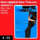 Allahindlus - Naiste sukkpüksid Velour 70 den nero,
suurused S-L