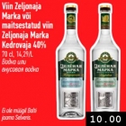 Allahindlus - Viin Zeljonaja
Marka või
maitsestatud viin
Zeljonaja Marka
Kedrovaja 40%
70 cl, 14,29/L