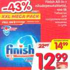 Allahindlus - Finish All-in-1
nõudepesutabletid,
100 tk