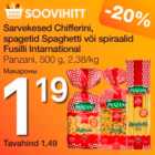 Salvekesed Chifferini, spagetid Spaghetti või spiraalid Fusilli Intarnational 