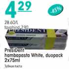 Allahindlus - Presi Dent hambapasta White, duopack 2x75ml