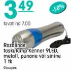 Rozalinde taskulamp Kenner 9LED, metall, punane väi sinine 1 tk