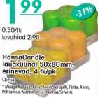 Hansa Candle lauaküünal 50x80mm, erinevad, 4tk/pk