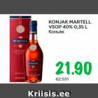 Allahindlus - KONJAK MARTELL
VSOP 40% 0,35 L