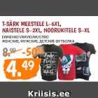 T-SÄRK MEESTELE L–6XL,
NAISTELE S–2XL, NOORUKITELE S–XL