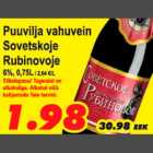 Alkohol - Puuvilja vahuvein Sovetskoje Rubinovoje