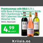 Prantsusmaa vein B&G 0,75 L KPN Rose D´Anjou Passeport 10,5%; KGT Chardonnay Reserve 13%; KGT Cabernet Sauvignon Reserve 13%