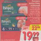 Mähkmed - Pampers Active Baby mähkmed .midi 4-9kg,112tk/0,21/tk .maxi 7-18 kg, 99tk/0,23kg .junior 12-25kg, 82tk/0,28/tk .xl 16+ kg,76tk/0,30/tk