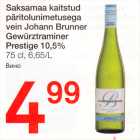Saksamaa kaitstud päritolunimetusega vein  Johann Brunner Gewürztraminer Prestige 10,5%, 75 cl