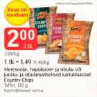 Meresoola-, hapukoore- ja sibula- või juustu- ja sibulamaitselised kartulilaastud Countruy Chips