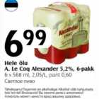 Allahindlus - Hele õlu A.Le Coq Alexander 5,2%, 6-pakk