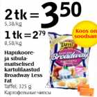 Allahindlus - Hapukoore- ja sibula- maitselised kartulilaastud Broadway Less Fat