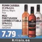 RUMM CARIBBA 37,5%, 0,5 L .Bianco .Negro; MUU PIIRITUSJOOK CARIBBA XTABLA 35%, 0,5 L