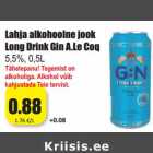 Allahindlus - Lahja alkohoolne jook
Long Drink Gin A.Le Coq
