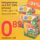 Allahindlus - Halogeenlamp
GLS E27 230V,
erinevad
