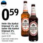 Allahindlus - Hele õlu Karksi
Eripruul 5% või
tume õlu Karksi
Eripruul 4%