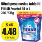 Allahindlus - Nõudepesumasina tabletid
Finish Powerball All-in-1
26tk / 518g