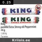 Allahindlus - King pastillid Ехtrа Strong või Рерреrmint 44g