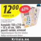Allahindlus - Komplekt 150 x 210 cm + 50 x 60 cm, 100% puuvill-satään, erinevad