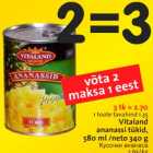 Allahindlus - Vitaland ananassi tükid, 580 ml/neto 340 g