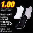 Allahindlus - Meeste sokid Sneaker, värv hall, valge, must, suurus 40 - 42; 43-46
