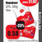 Allahindlus - Hapukoor
20%, 500g
Tere