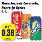 Allahindlus - Karastusjook Coca cola,
Fanta ja Sprite
0,33L