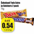 Allahindlus - Šokolaad Twix Extra ja Sniskers