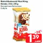 Allahindlus - Biskviitbatoonid Maxi King,
Kinder, 3 tk x 35 g
