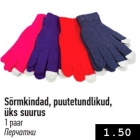 Sõrmkindad, puutetundlikud,
üks suurus