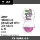 Allahindlus - Gаrniеr rulldeodorant Mineral Black-White Color naistele 50 ml