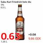 Alkohol - Saku Karl Friedrich hele õlu 5% 0,5 L